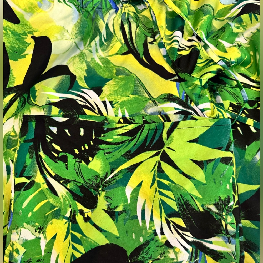 Live 4 Truth Tropical Palm Print Wide Leg Pants Size Large Green Resort Vacation - Picture 5 of 6